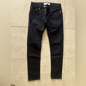 Topman stretch skinny W30/L30 , black ripped jeans.
